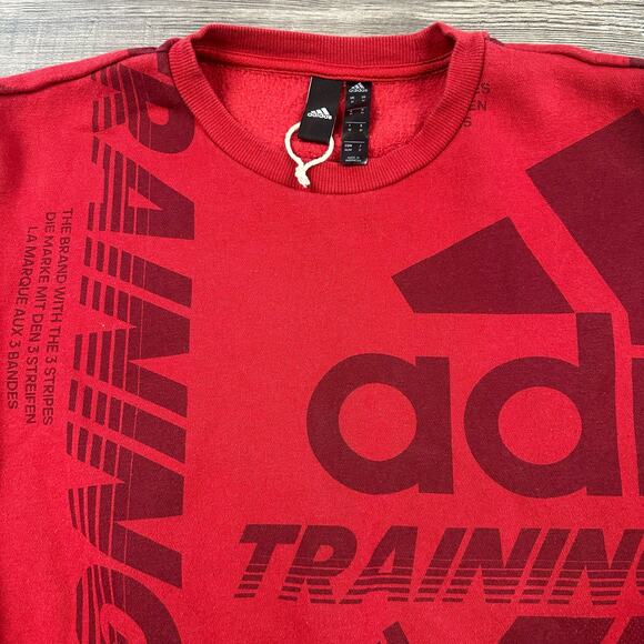 Adidas Red Mens M Post Game Allover Print Crewneck Pullover Sweatshirt Athletic - Picture 5 of 10